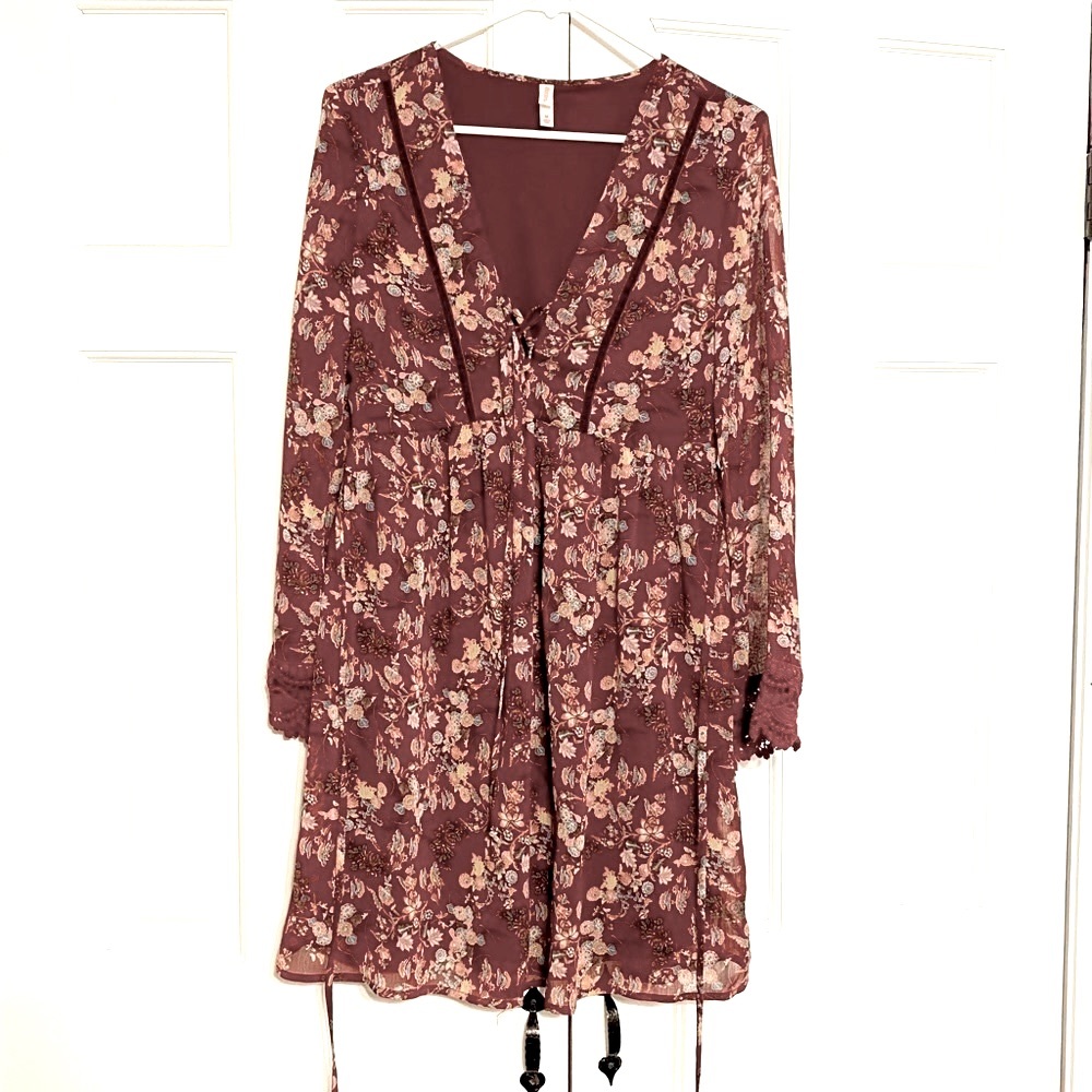 Long Sleeved Red Dress - Size Medium